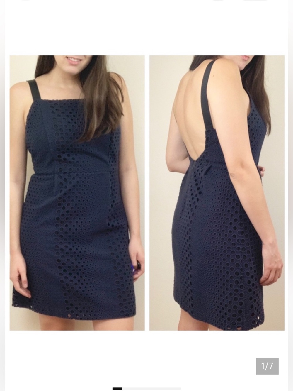 ✨5 FOR $25✨  Vera Wang Lavender Label Navy Blue Eyelet Dress